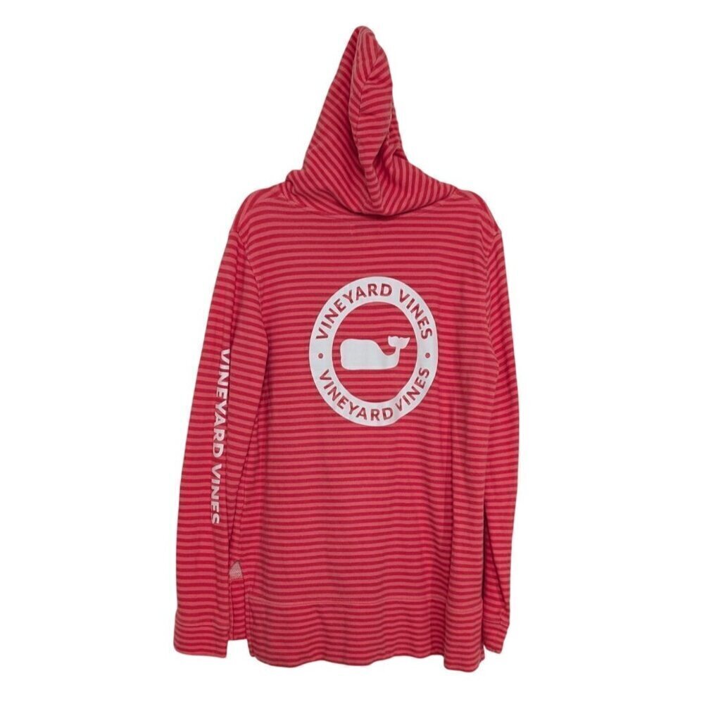Vineyard Vines Stripe Hoodie Womens Size Small Pink French Terry Preppy Beach